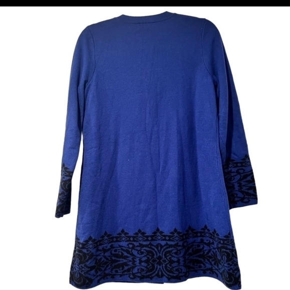 Susan Graver Women's Blue Black Button Front Cardigan Size Medium New With Tags - Picture 2 of 11